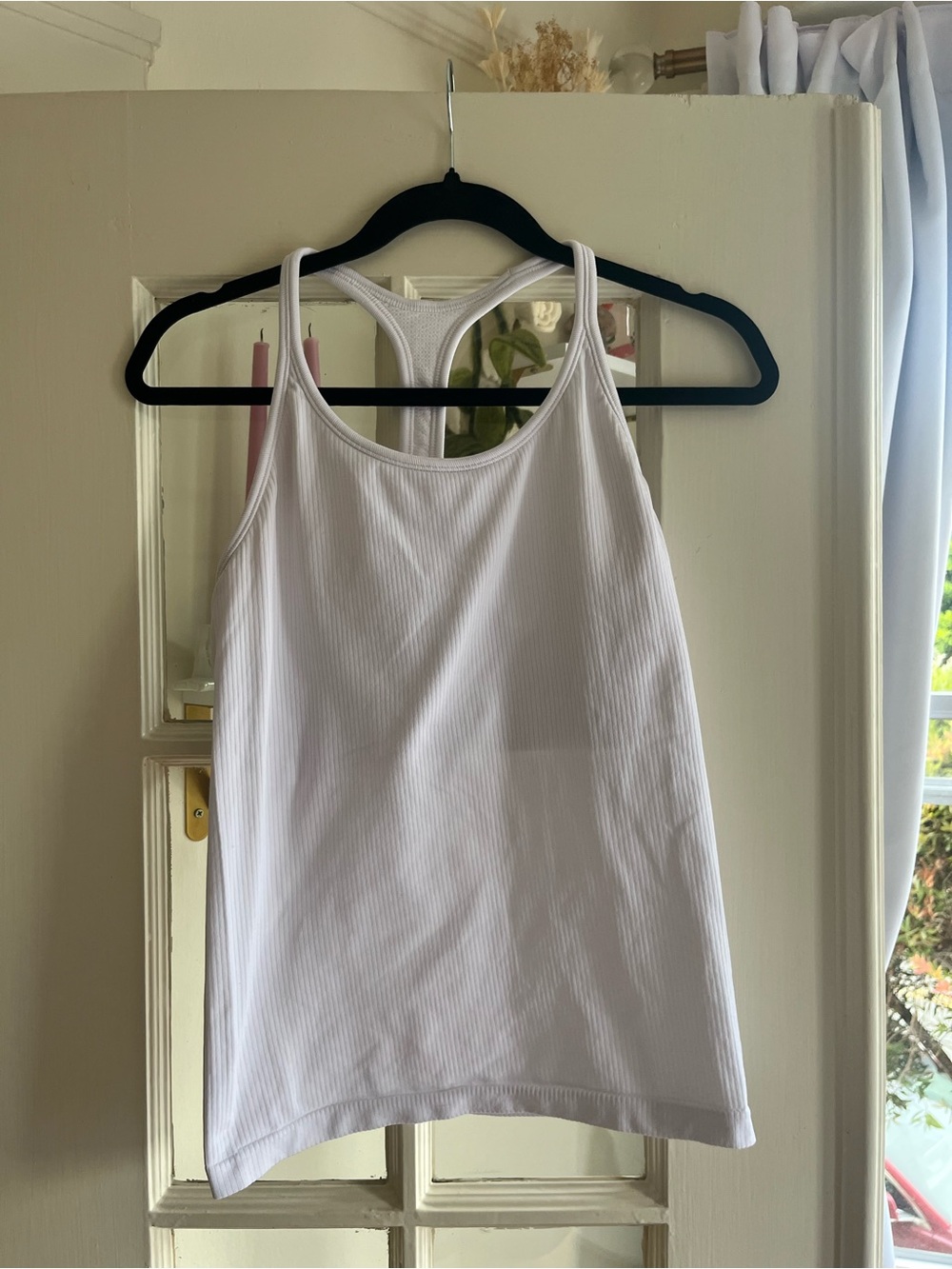 Athleta Classic White Ribbed Racerback Tank Top - Women